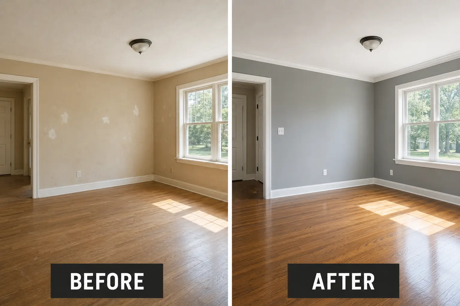 Interior painting transformation before and after